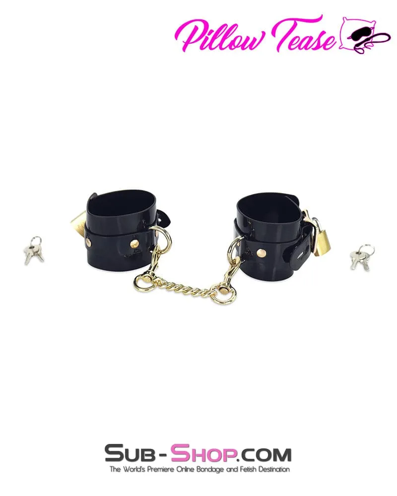 0850DL      Patent Locking Bondage Cuffs with Padlocks and Chain