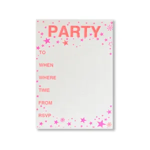 12 Neon Stars Cards & Envelope Party Invites by Petra Boase