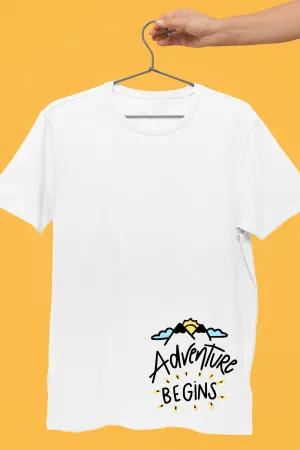 Adventure Begins White Tshirt