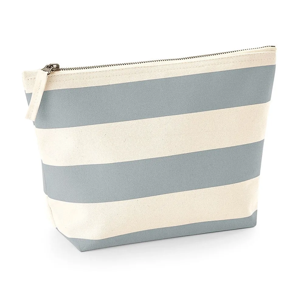 Borsa e pochette in cotone canvas a righe Grigio personalizzabile