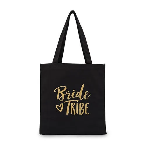 Bride Tribe Black and Gold Canvas Tote Bag