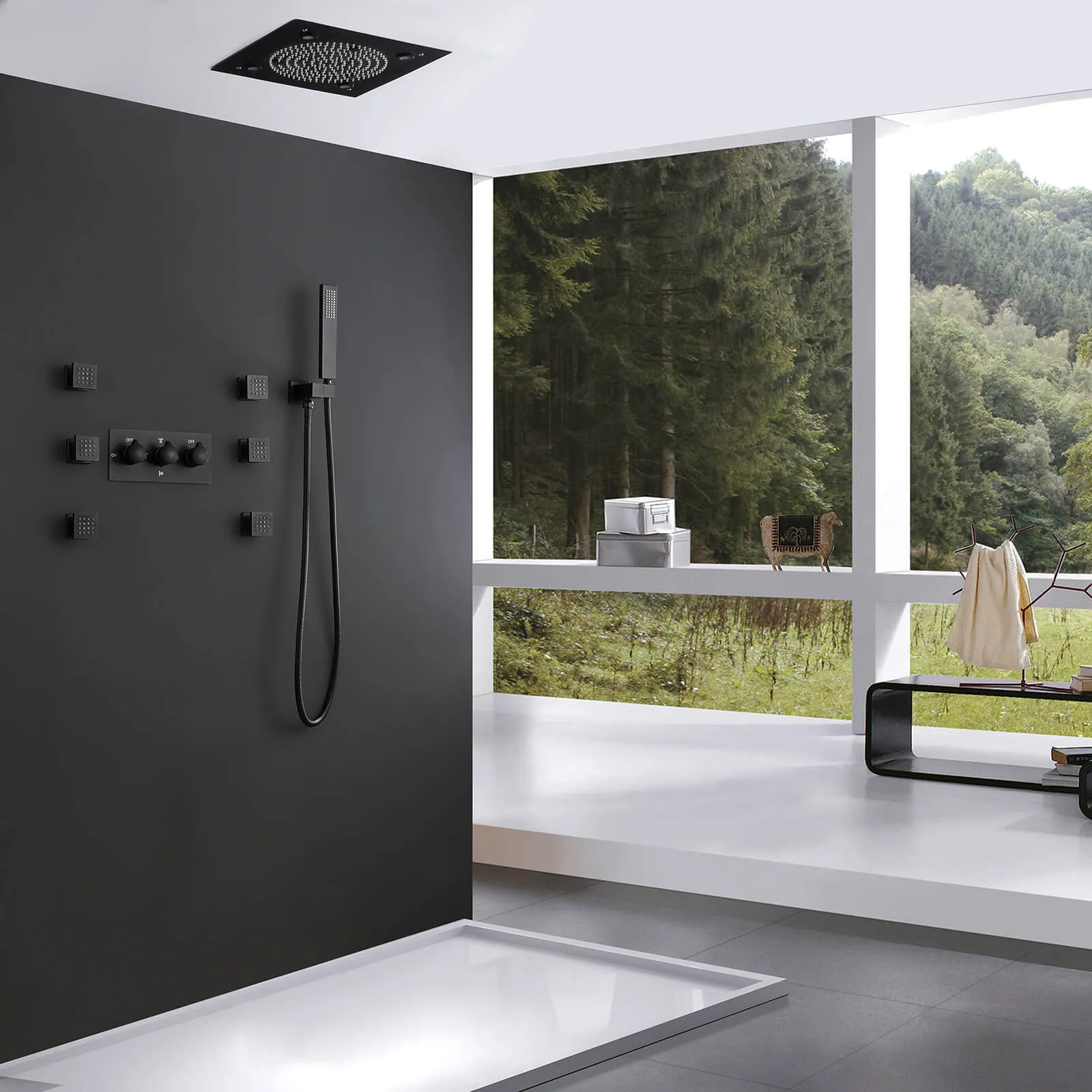 Brushed Nickel 3-Function LED Complete Shower Jet System RB0832