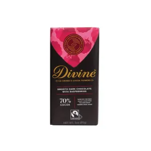 Divine Bar, Dark Chocolate with Raspberries