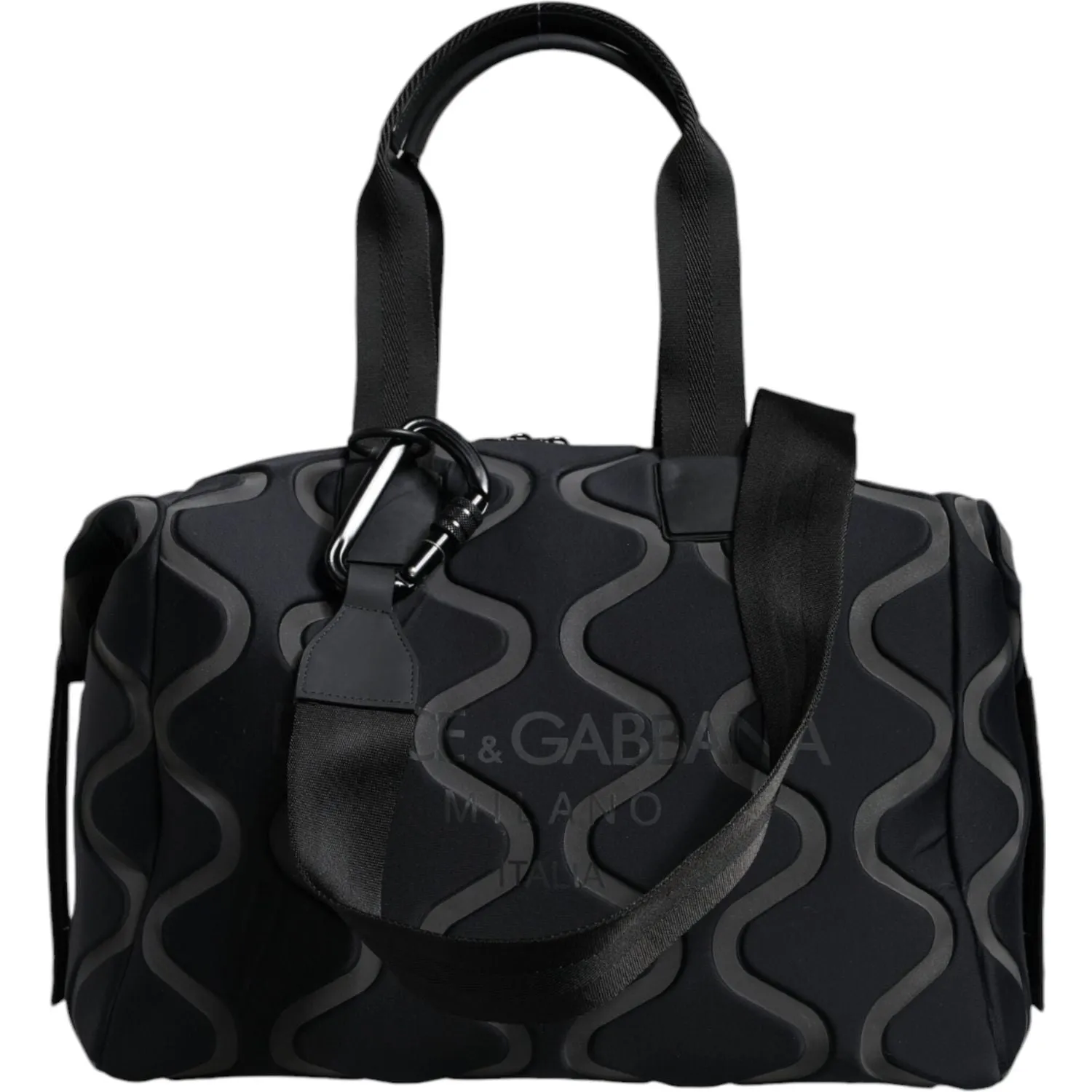 Dolce & Gabbana Black Neoprene Logo Sport Gym Duffel Shoulder Bag