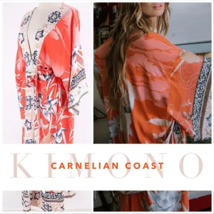 Kimono ROBE: Carnelian Coast wrap / cover up one size.