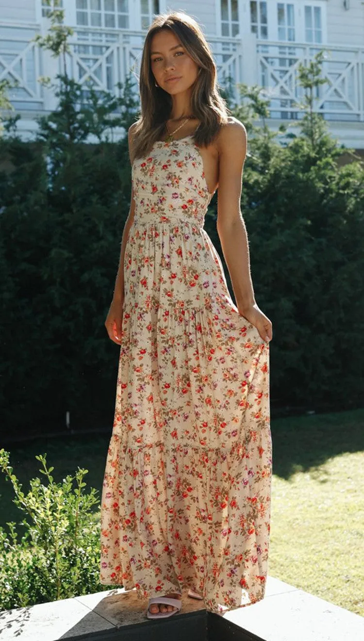 List Goes On Floral Tiered Tassel Midi Dress