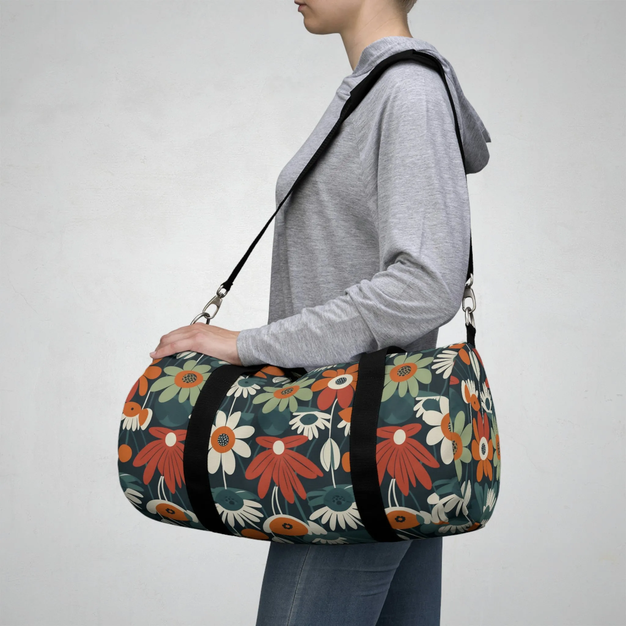 Mid-Century Modern Floral Duffel Bag - Take a trip back to the 60's with this hippy inspired fairycore duffle