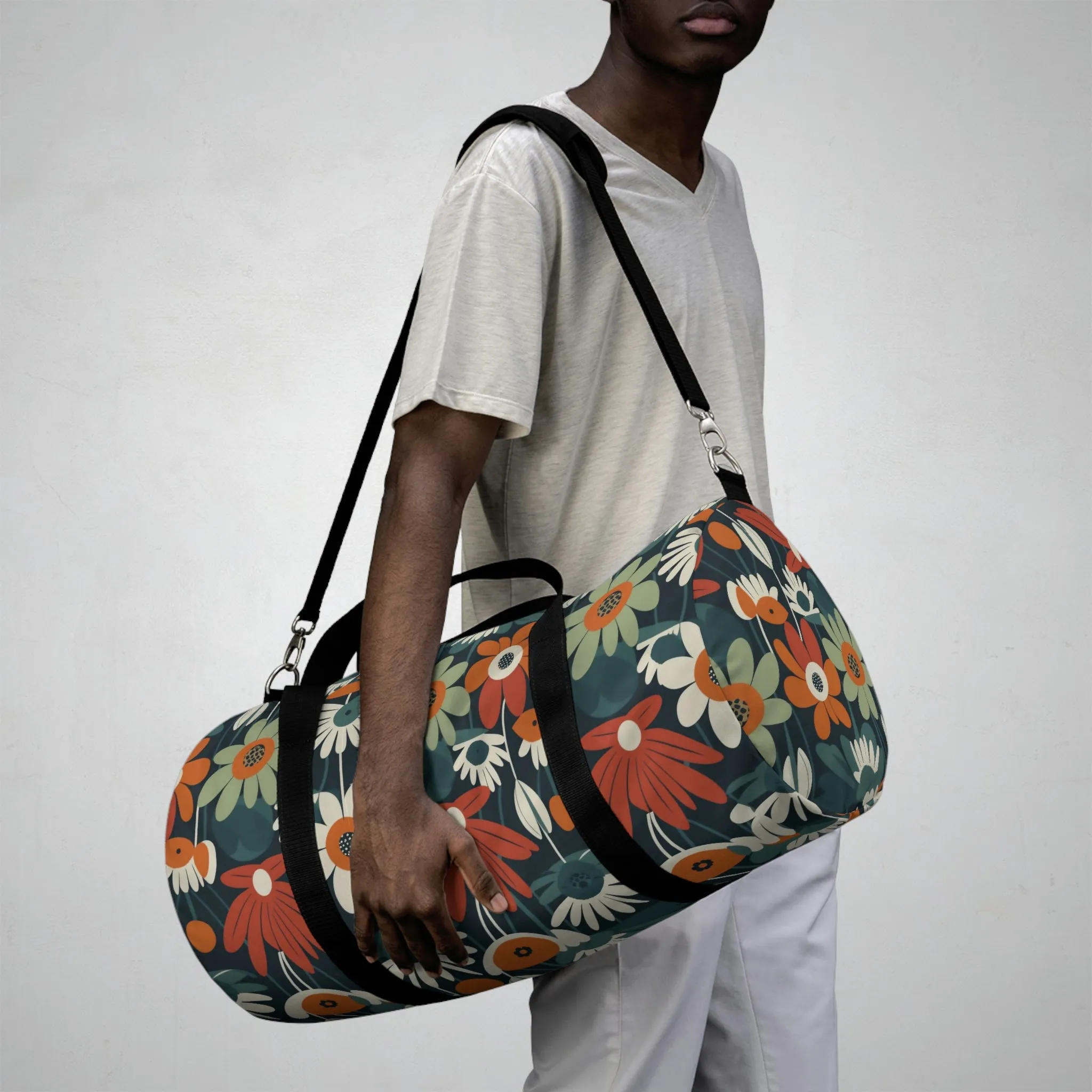 Mid-Century Modern Floral Duffel Bag - Take a trip back to the 60's with this hippy inspired fairycore duffle