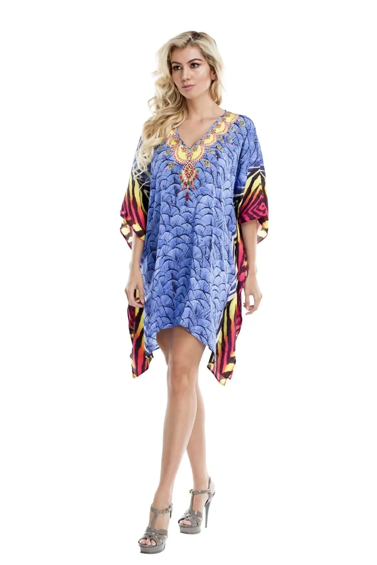 Multi Color Sheer Kaftan / Cover Up