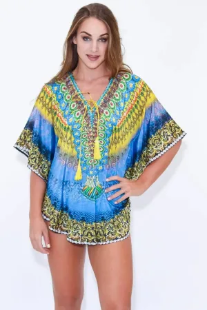 Relaxed Multi Color Short Balloon Kaftan