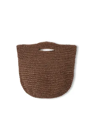 Round Straw Bag - Walnut