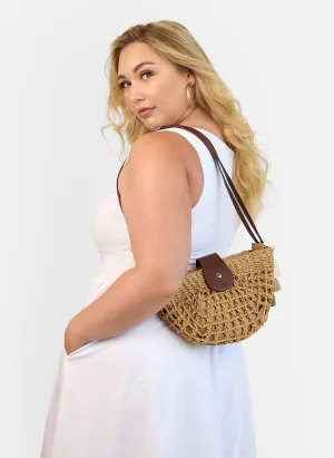 Straw Half Moon Shoulder Bag