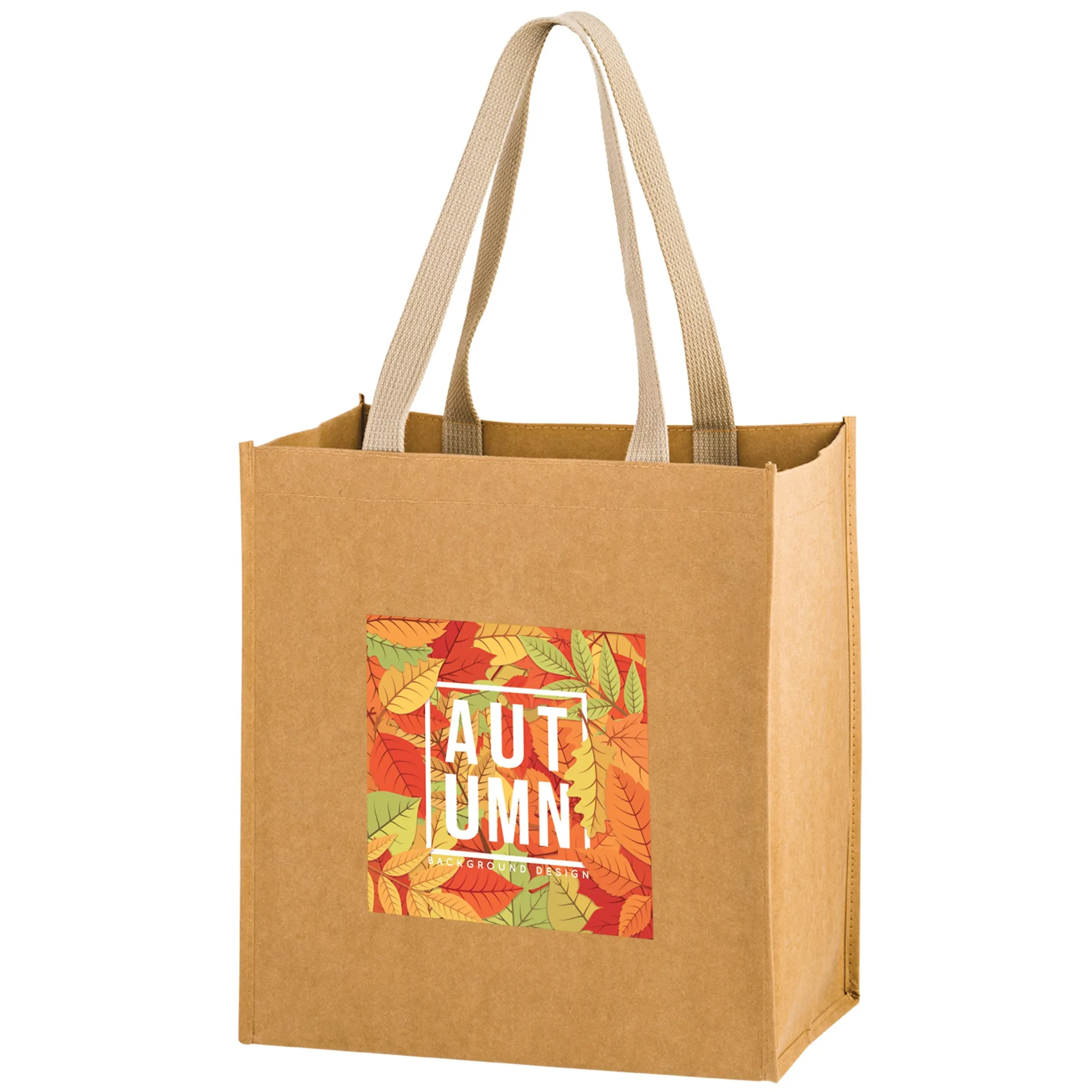 Wholesale TSUNAMI - WASHABLE KRAFT PAPER GROCERY TOTE BAG WITH WEB HANDLE - WB12813